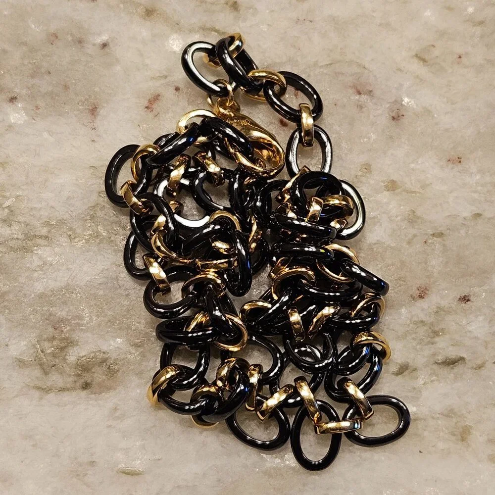 RARE MONICA RICH KOSANN AUDREY BLACK CERAMIC 18K GOLD 18